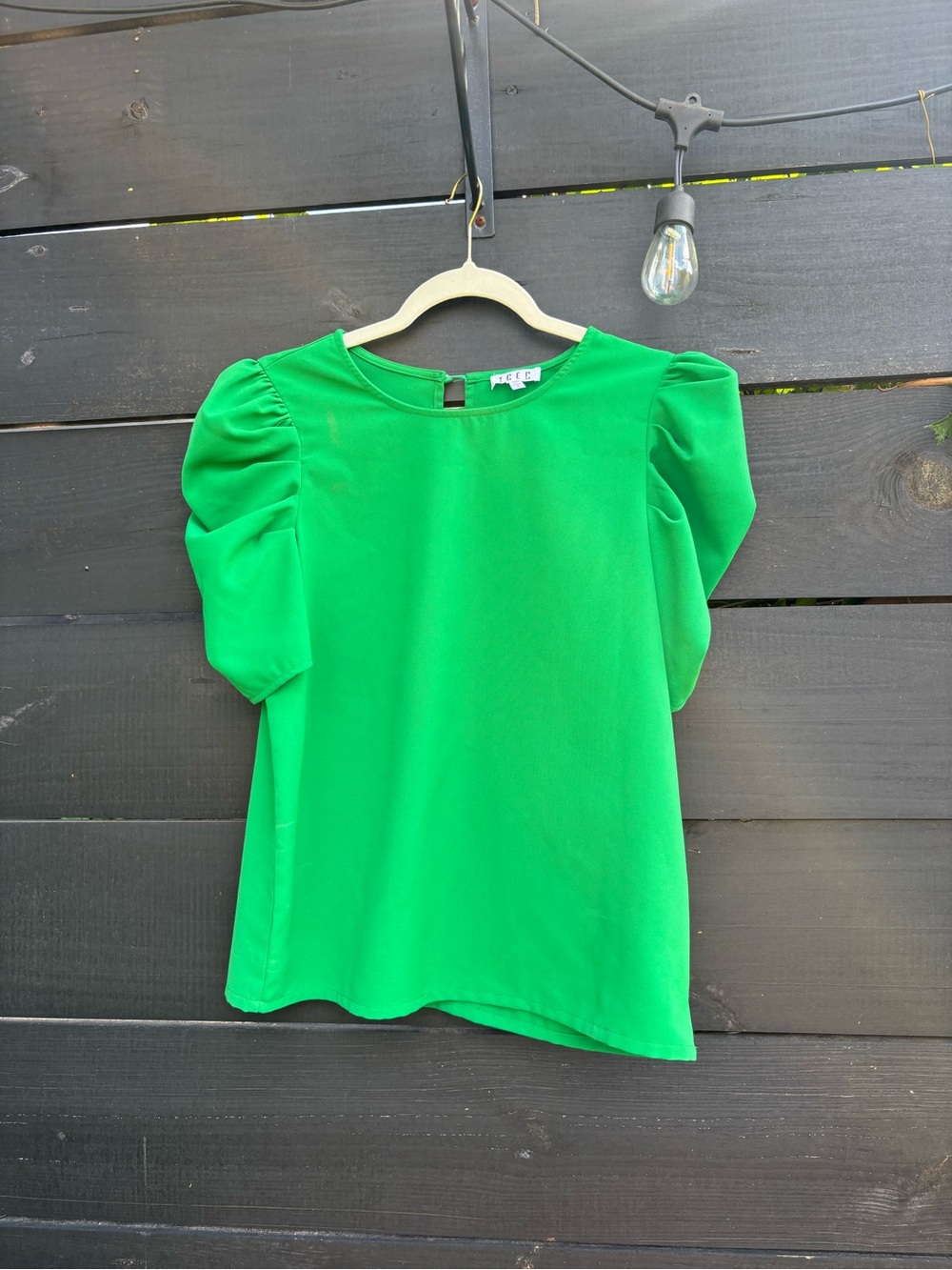 TCEC Green Puff Sleeve Blouse